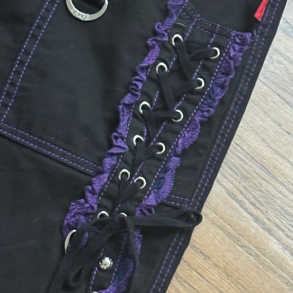 Tripp NYC Punk Black and Purple Lace Up Side Detail Pants | Size 15 | RARE - Picture 7 of 10